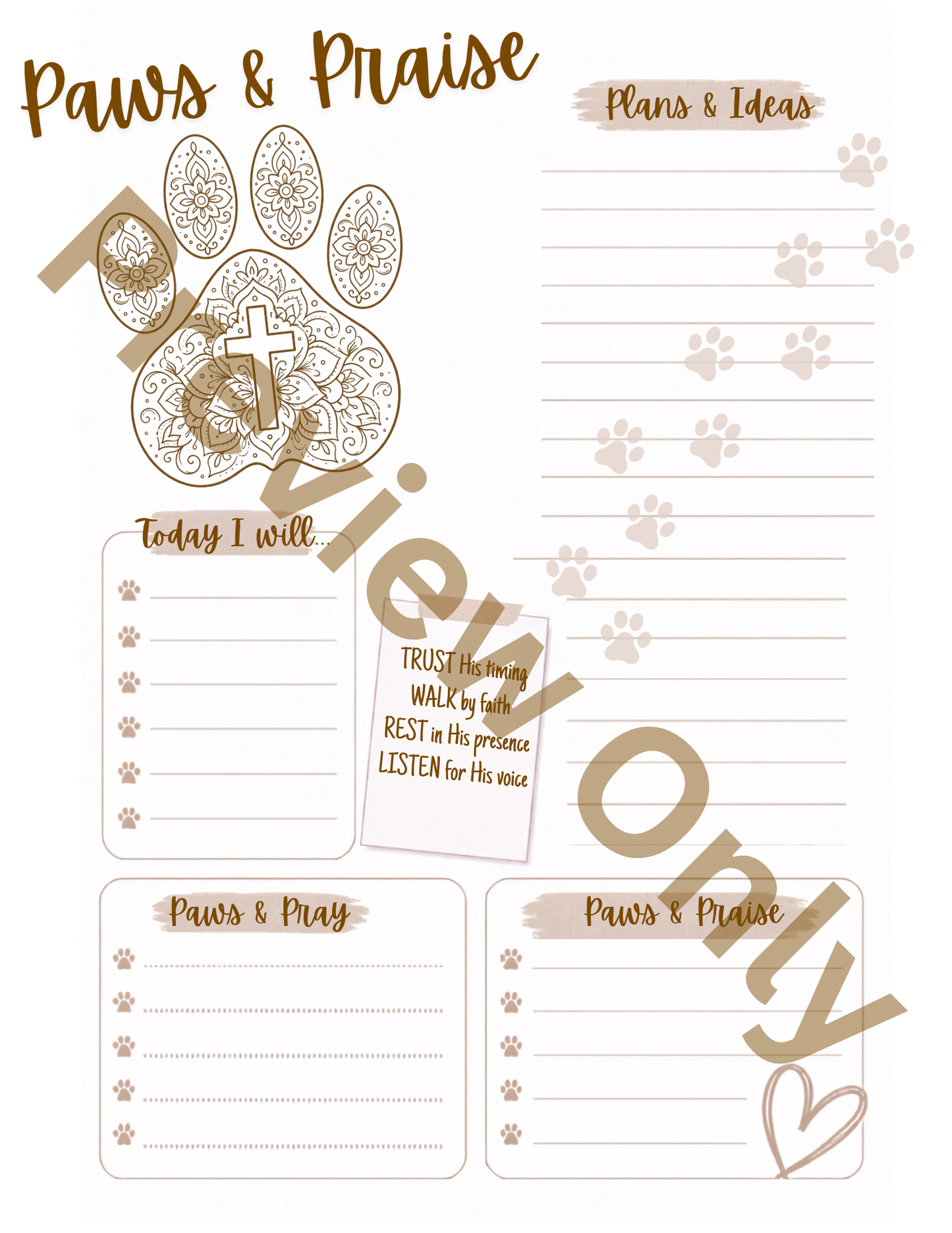 Paws & Praise 30-Day Guided Prayer & Life Journal (58-Page Printable)