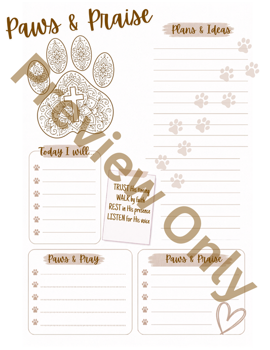 Paws & Praise 30-Day Guided Prayer & Life Journal (58-Page Printable)